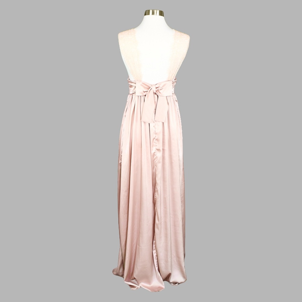 Blush Pink Satin Lace Maxi Dress - Picture 7 of 7